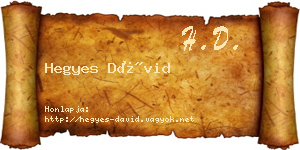 Hegyes Dávid névjegykártya
